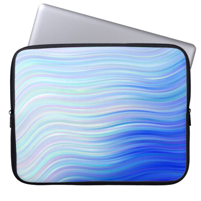 Elegant blauw Abstracte Waves-laptophoes Laptop Sleeve (Voorkant)