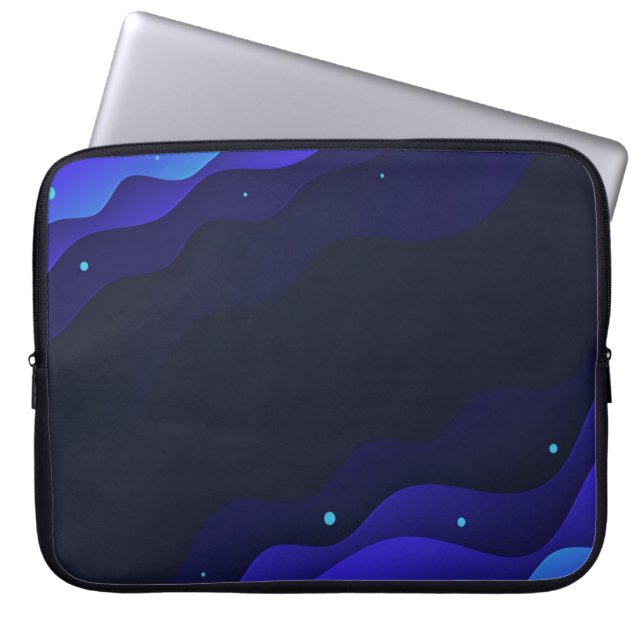 Elegant blauw Abstracte Waves-laptophoes Laptop Sleeve (Voorkant)