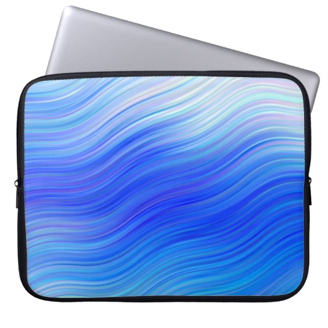 Elegant blauw Abstracte Waves-laptophoes Laptop Sleeve (Voorkant)