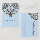 Elegant blauw achtergrond bruin kant visitekaartje (Voorkant / Achterkant)