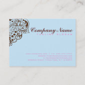 Elegant blauw achtergrond bruin kant visitekaartje (Achterkant)