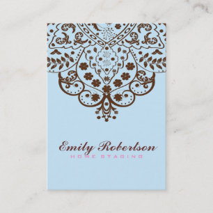 Elegant blauw achtergrond bruin  kant visitekaartje