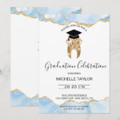 Elegant Blauw Afstudeerder Tandarts Afstudeerfeest Kaart (Voorkant / Achterkant)