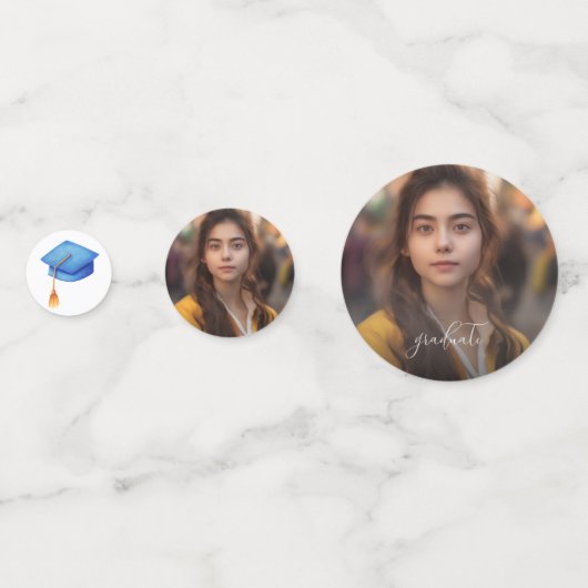 Elegant blauw Afstuderen foto Afstuderen Confetti (Voorkanten)