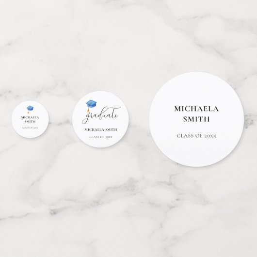 Elegant blauw Afstuderen foto Afstuderen Confetti (Achterkanten)