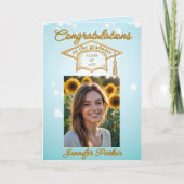 Elegant blauw Afstuderen met foto- en gouden accen Kaart (Voorkant)