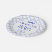 Elegant blauw Afstuderen Papieren Bordje (Gekanteld)