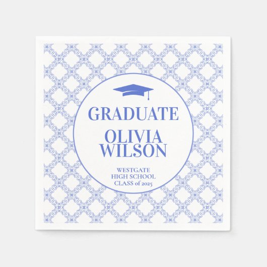 Elegant blauw Afstuderen Servet (Voorkant)