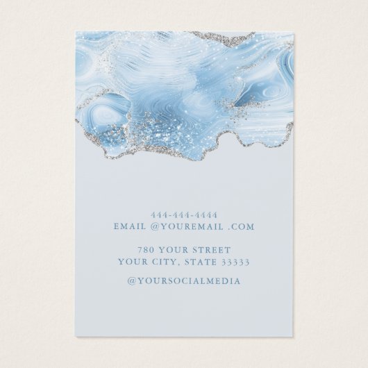 Elegant Blauw Agaat Marmer Oorbel Display Kaart (Achterkant)