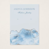 Elegant Blauw Agaat Marmer Oorbel Display Kaart (Voorkant)