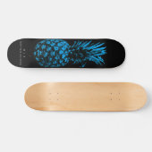 Elegant Blauw Ananas Monogram Minimalistisch Aange Persoonlijk Skateboard (Horizontaal)