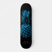 Elegant Blauw Ananas Monogram Minimalistisch Aange Persoonlijk Skateboard (Voorkant)