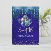 Elegant blauw aqua druppelt glitterballonnen zoet  kaart (Staand voorkant)