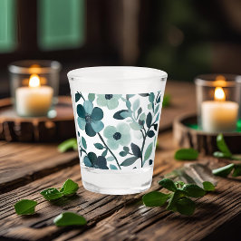 Elegant blauw Aqua Floral Botanisch Shot Glas