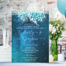 Elegant Blauw Aqua Turquoise Hart Blad Boom Bruilo