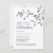 Elegant Blauw Aquarel 25e Trouwdag Kaart (Voorkant)