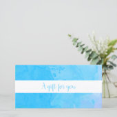 Elegant Blauw Aquarel Cadeaubon (Staand voorkant)