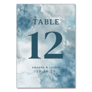 Elegant Blauw Aquarel Tafelnummer