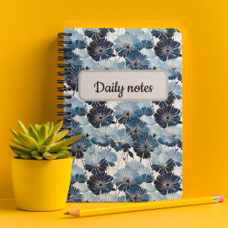 Elegant Blauw Aster Bloemmotief Notitieboek