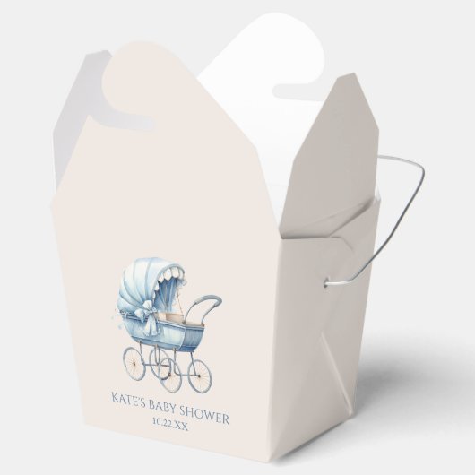 Elegant Blauw  Baby Carriage Baby shower Bedankdoosjes (Geopend)