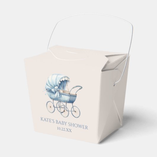 Elegant Blauw Baby Carriage Baby shower Bedankdoosjes (Voorkant Zijde)