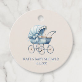 Elegant Blauw  Baby Carriage Baby shower Bedankjes Labels