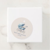 Elegant Blauw Baby Carriage Baby shower Bedankjes Labels (In situ)