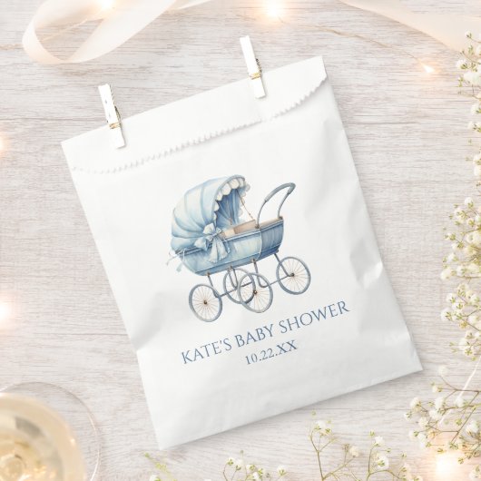 Elegant Blauw  Baby Carriage Baby shower Bedankzakje (Geknipt)