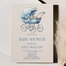 Elegant Blauw  Baby Carriage Baby shower