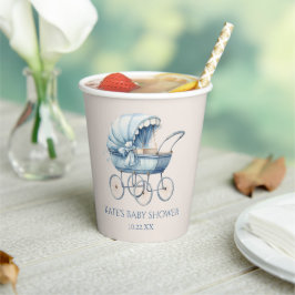 Elegant Blauw  Baby Carriage Baby shower Papieren Bekers