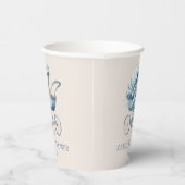 Elegant Blauw  Baby Carriage Baby shower Papieren Bekers (Rechts)