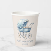 Elegant Blauw  Baby Carriage Baby shower Papieren Bekers (Voorkant)
