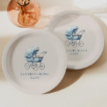 Elegant Blauw  Baby Carriage Baby shower Papieren Bordje<br><div class="desc">Dit is een Elegant Blauw  Baby Carriage Baby shower Papier Borden!</div>