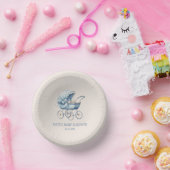 Elegant Blauw  Baby Carriage Baby shower Papieren Kommen (Feest)