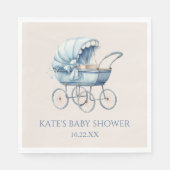 Elegant Blauw  Baby Carriage Baby shower Servet (Voorkant)