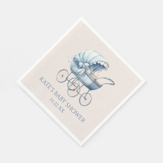 Elegant Blauw  Baby Carriage Baby shower Servet (Hoek)