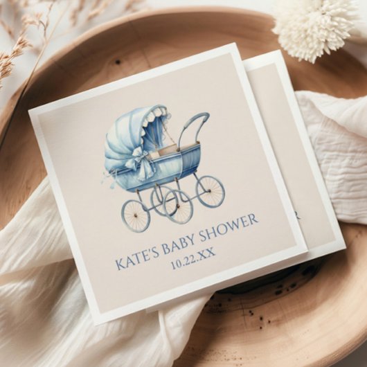 Elegant Blauw  Baby Carriage Baby shower Servet