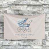 Elegant Blauw Baby Carriage Baby shower Spandoek