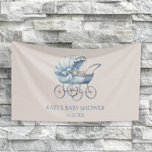 Elegant Blauw  Baby Carriage Baby shower Spandoek