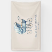 Elegant Blauw Baby Carriage Baby shower Spandoek (Verticaal)