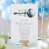 Elegant blauw Baby rammelaar jongen Baby shower Kaart