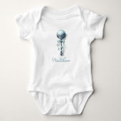 Elegant blauw Baby rammelaar jongen Baby shower Romper (Voorkant)