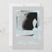 Elegant blauw Baby shower foto uitnodiging (Voorkant)