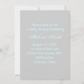 Elegant blauw Baby shower foto uitnodiging (Achterkant)