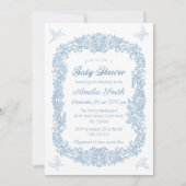 Elegant blauw  Baby shower Kaart (Voorkant)