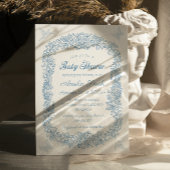 Elegant blauw  Baby shower Kaart