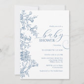 Elegant blauw Baby shower Kaart (Voorkant)