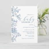 Elegant blauw Baby shower Kaart (Staand voorkant)