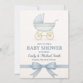 Elegant blauw Baby shower uitnodiging Sjabloon (Voorkant)