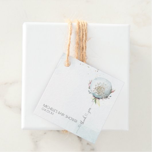 Elegant blauw ballon Baby shower dank u Bedankjes Labels (In situ)